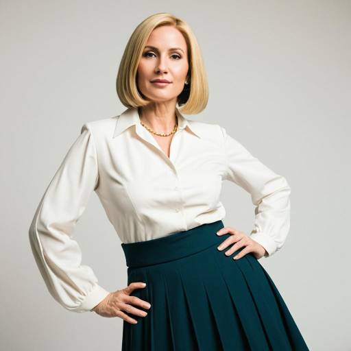 Confident Blonde Woman in Classic Professional Outfit