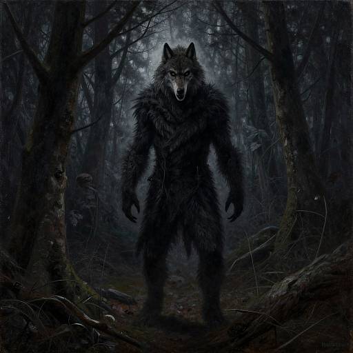 Dark Spooky Forest with Wolfman
