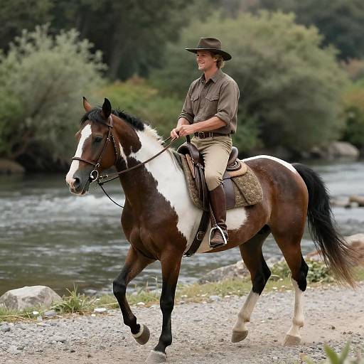 Smiling Rider on Speckled Horse