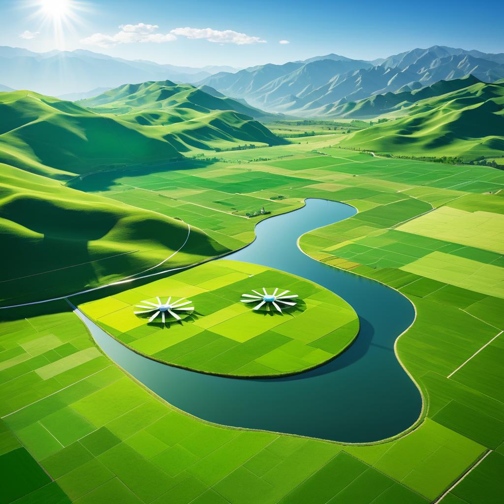 Scenic Green Fields with Renewable Energy