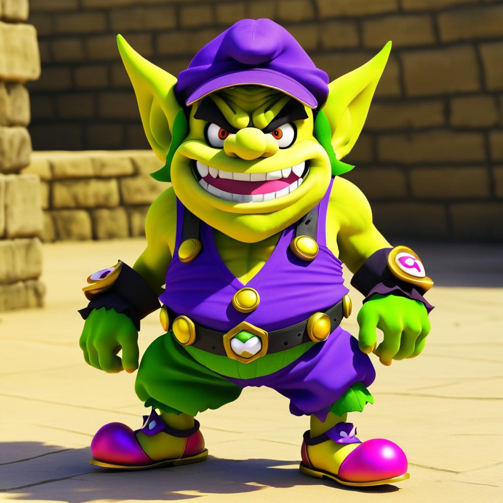 Wario Transformed into a Goblin