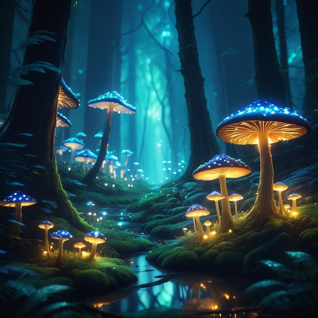 Mystical Forest with Glowing Mushrooms