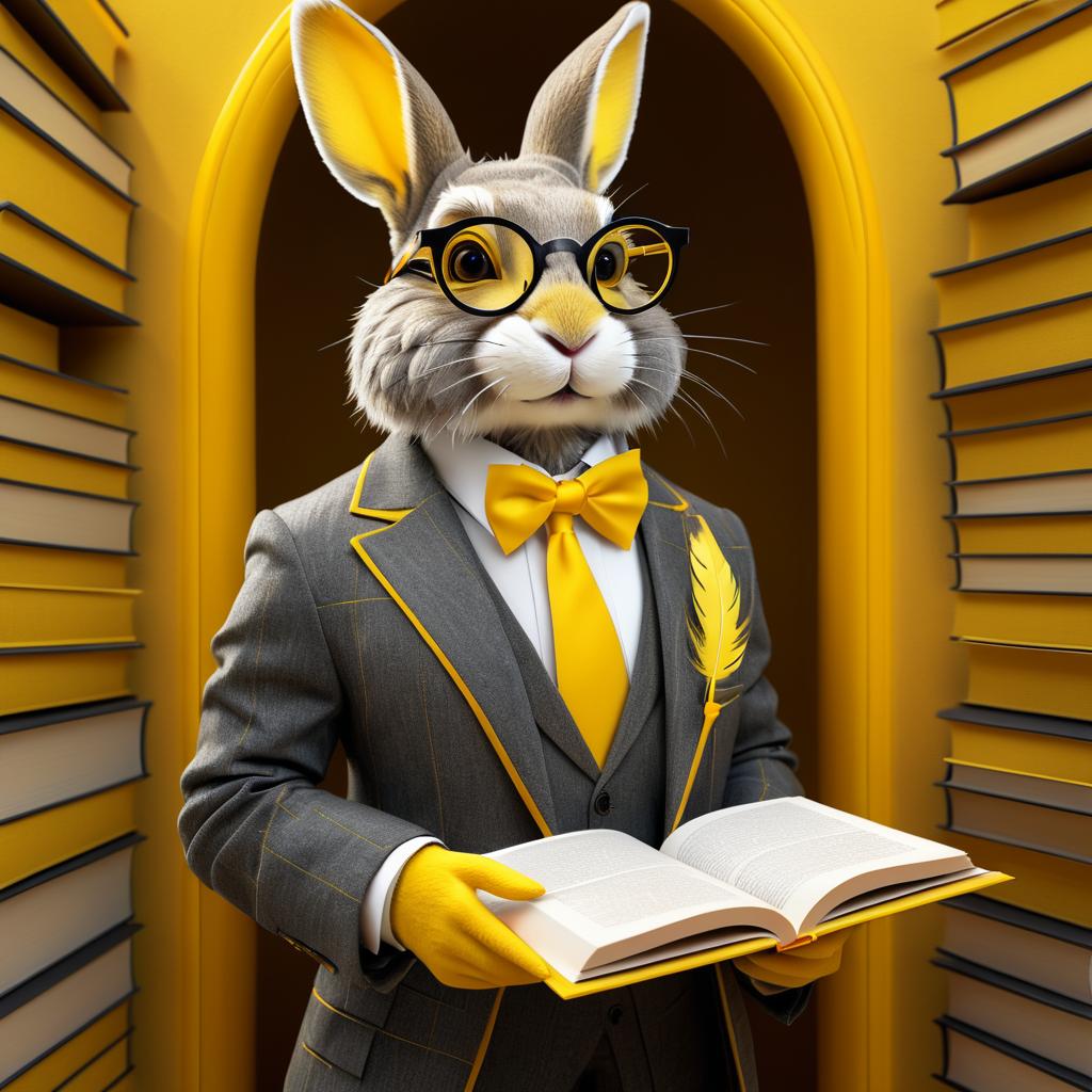 Wise Rabbit in Tailored Suit and Glasses