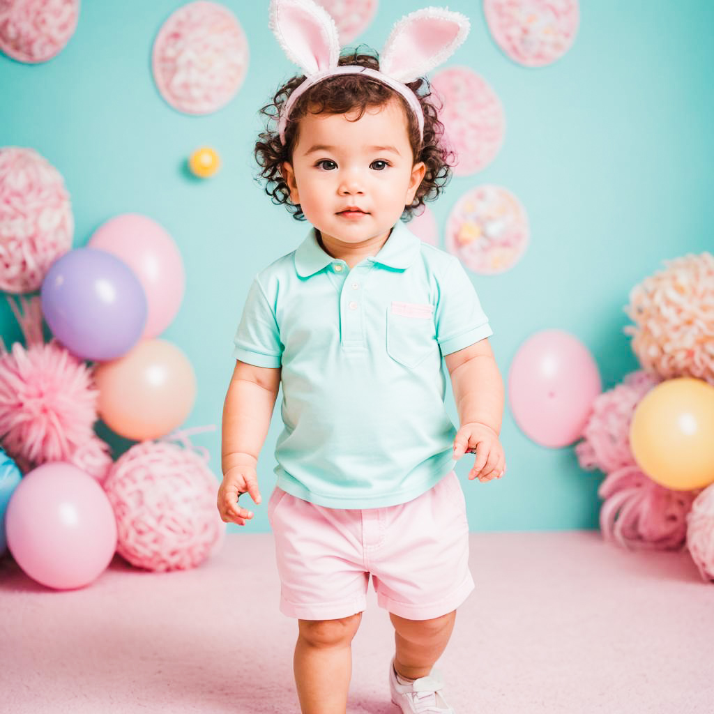 Cheerful Toddler in Pastel Easter Outfit