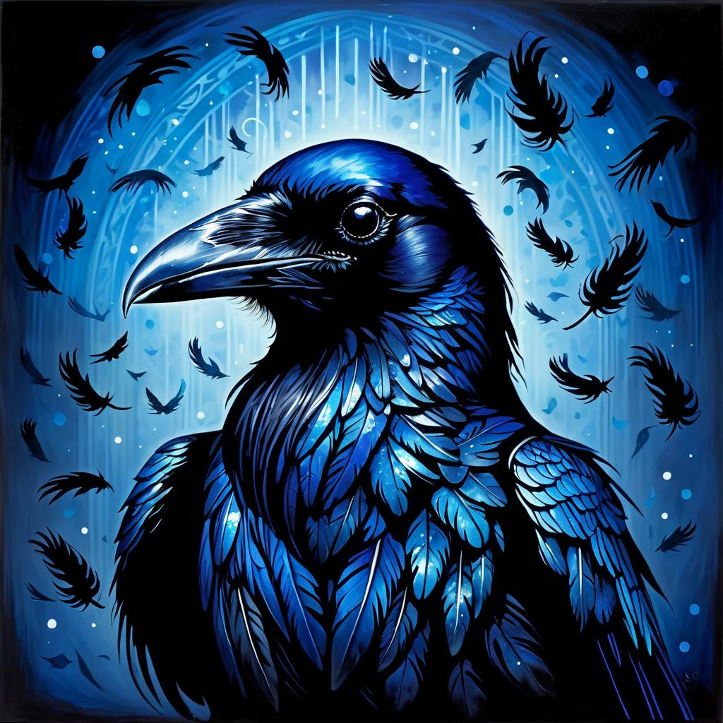 Gothic Raven Portrait in Midnight Colors