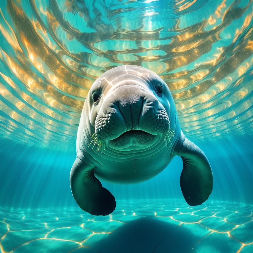 Curious Manatee in a Fish Eye Perspective