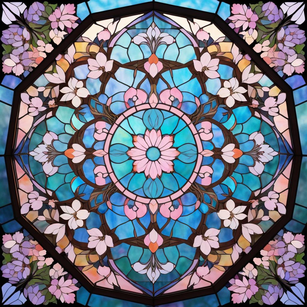 Romantic Stained Glass Cherry Blossoms