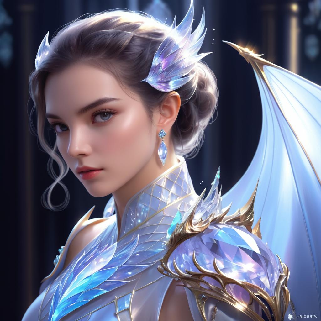 Elegant Dragon with Crystal Wings Portrait