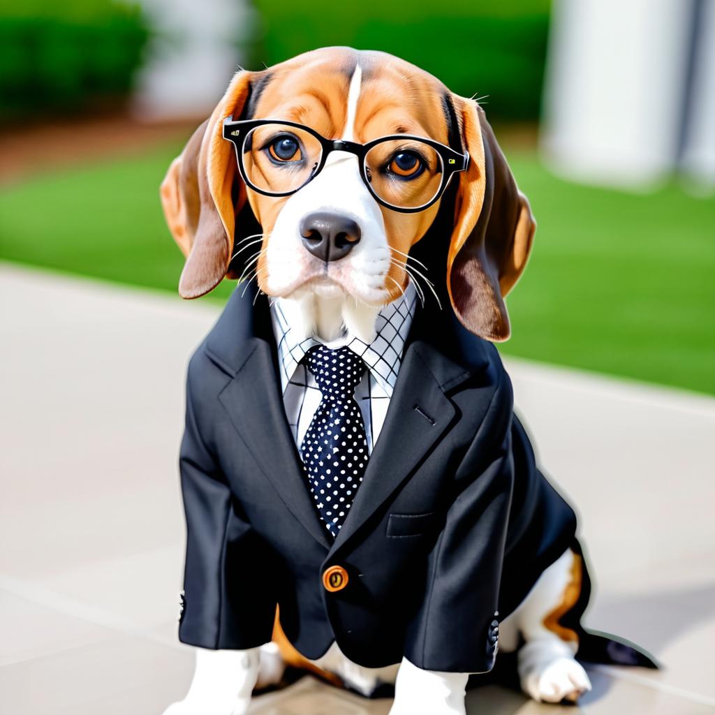 Beagle Dressed to Impress in Suit