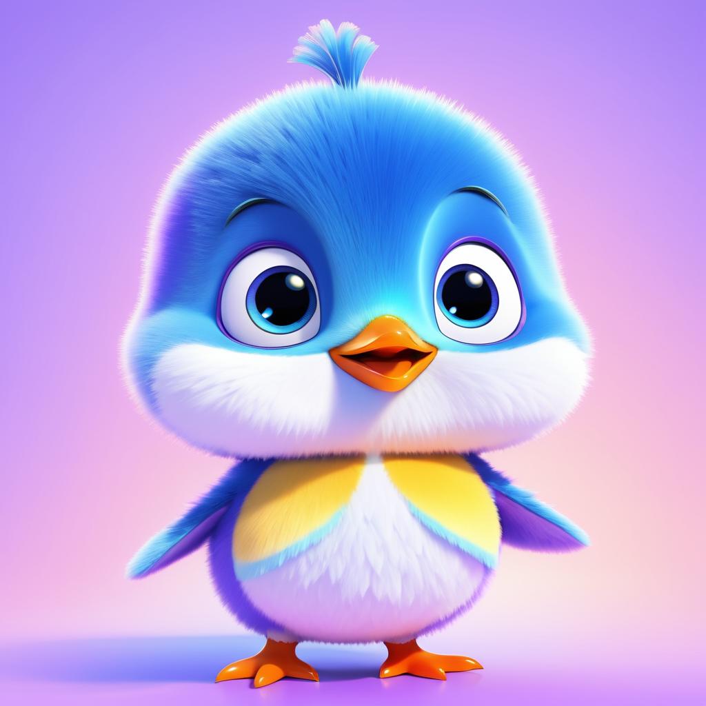 Playful Pixar-Style Baby Penguin Illustration