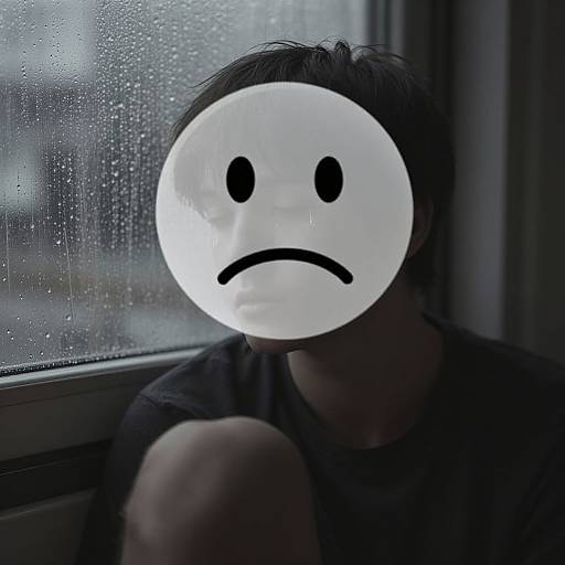 Sad Face Filter on Man by Window