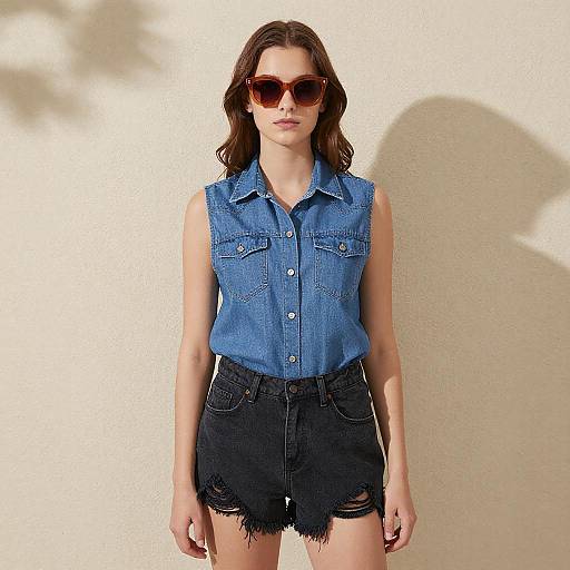 Stylish Young Woman in Denim Attire