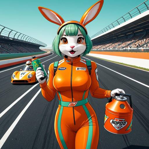 Cheerful Anime Bunny Racer Illustration