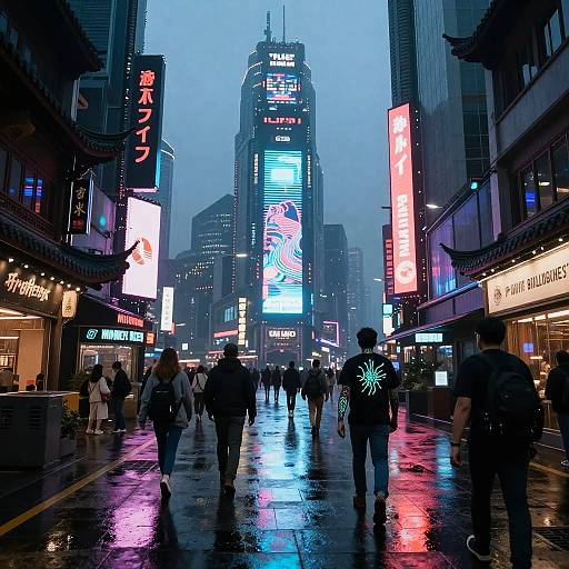 Futuristic Cyberpunk Cityscape at Dusk