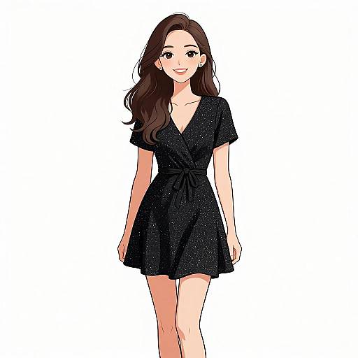 Smiling Woman in Chic Black Dress