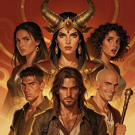 Dramatic Illustration of Six Diverse Characters