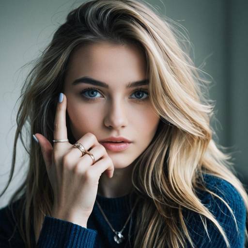 Portrait of Blonde Woman with Blue Eyes