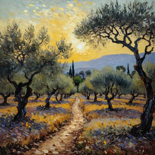 Impressionist Olive Grove at Dusk