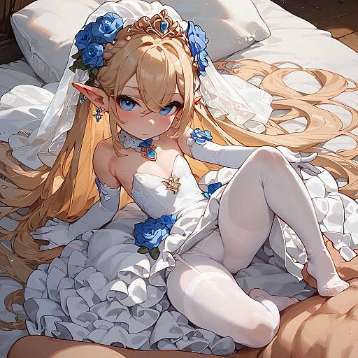 Anime Girl in Wedding Dress Pose