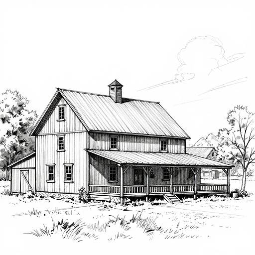 Sketch of a Historic Farmhouse