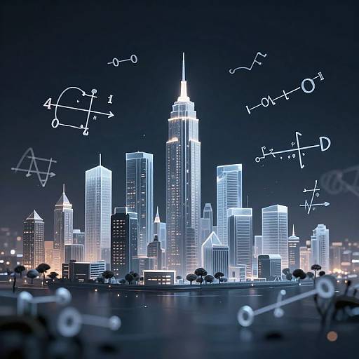 Floating Translucent Math Equation Skyline