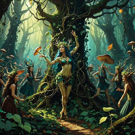 Enchanted Dryad Dancing in a Forest Enchanted Dryad Dancing in a Forest