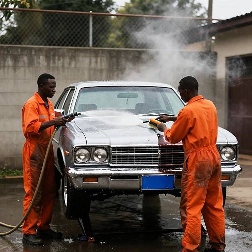 Car Wash Scene with Vintage Style