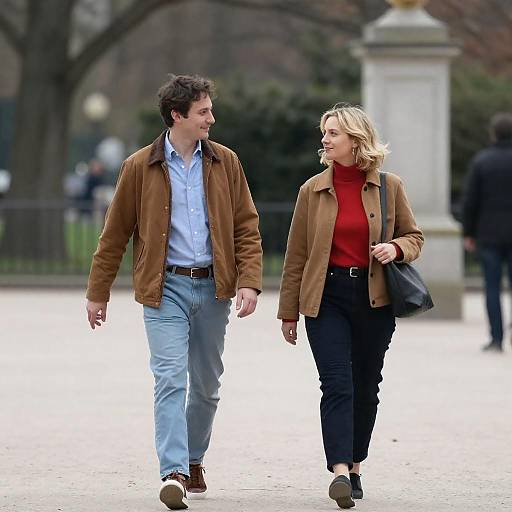 Couple Walking in a Sunny Park