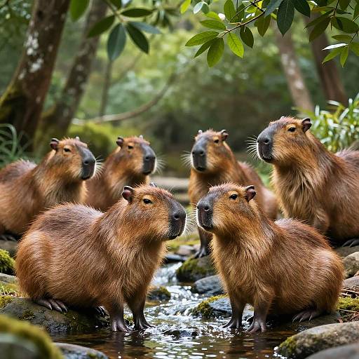 Capybara with Forest Friends
