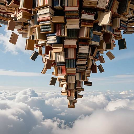 Upside-Down Floating Books in Sky