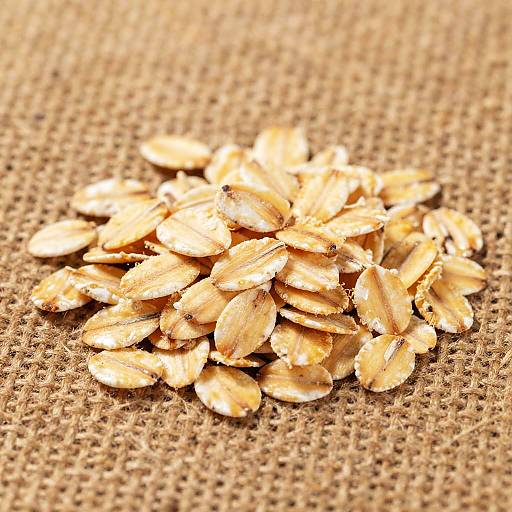 Close-up of Rustic Oats on Burlap