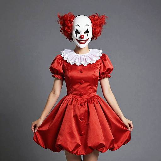 Killer Clown Woman in Red Dress