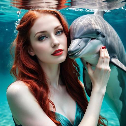 Underwater Portrait of Woman with Dolphin