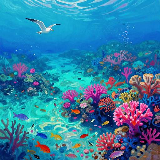 Vibrant Underwater Coral Reef Aerial View