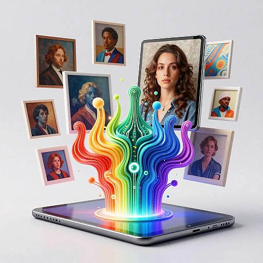 Futuristic AI Art Creation Workspace