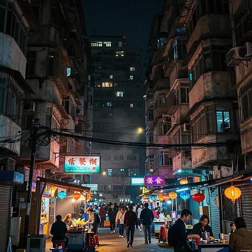 Kowloon Slums Cyberpunk Night Scene