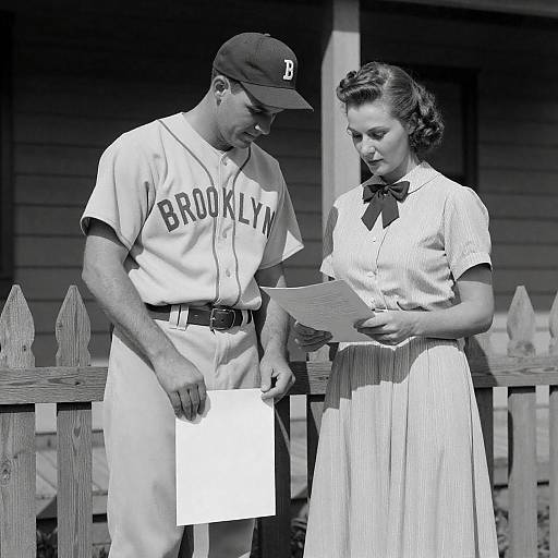 Vintage Baseball Couple by Picket Fence