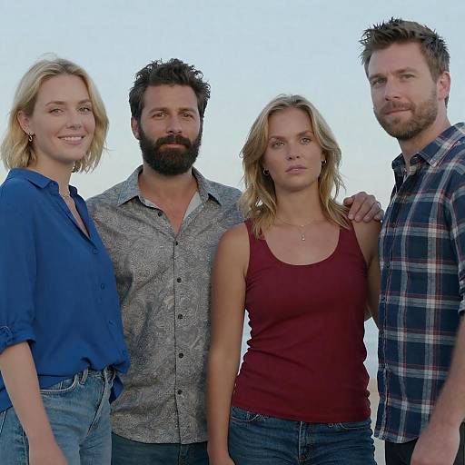 Group of Four Adults Standing Together Outdoors