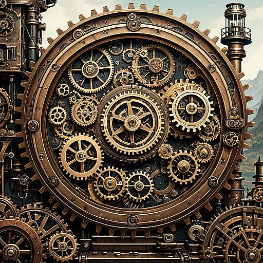 Intricate Steampunk Gears and Machinery