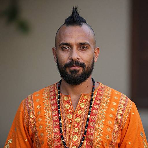 Bearded Man in Ornate Orange Outfit
