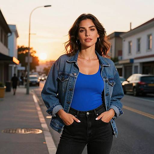 Confident Woman at Sunset Street