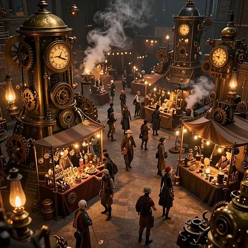 Energetic Steampunk Bazaar Scene