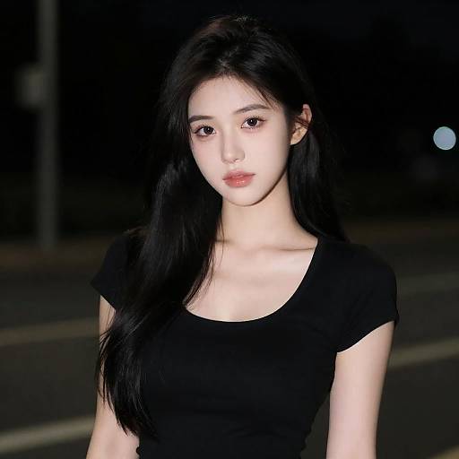 Portrait of Young Woman at Night