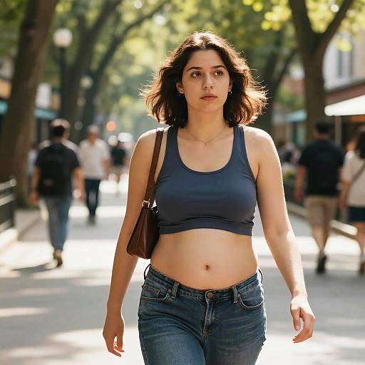 Girl with Bloated Belly in Park