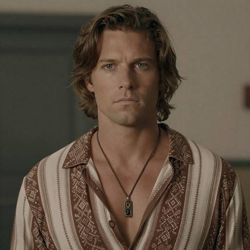 Serious Man with Wavy Brown Hair