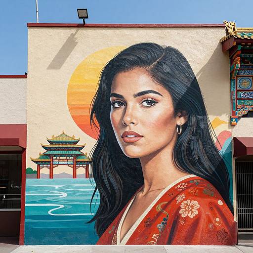 Mural of Woman in LA Chinatown