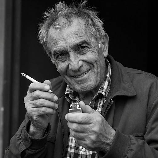 Intense Grin of an Older Man