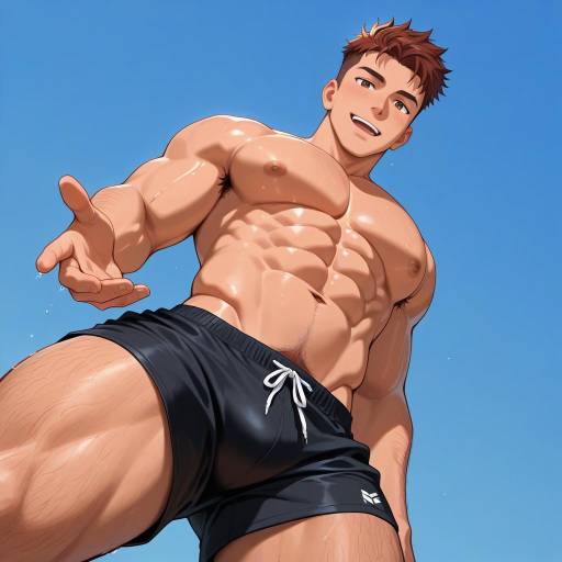 Muscular Male Model with Auburn Hair Muscular Male Model with Auburn Hair