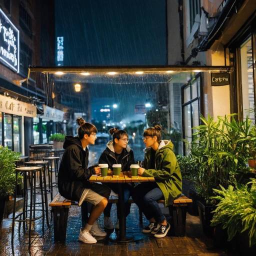 Evening Cafe Scene with Friends