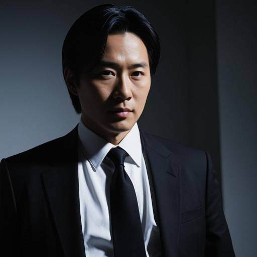 Mature Japanese man in formal black suit